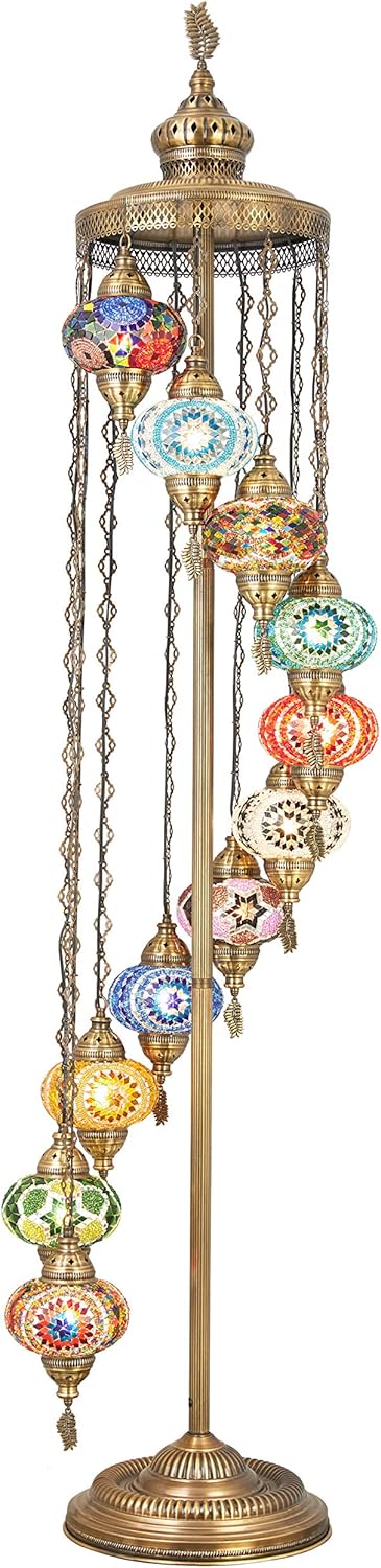 Turkish Moroccan Mosaic Multicolor 11 Globes Floor Lamp S18273