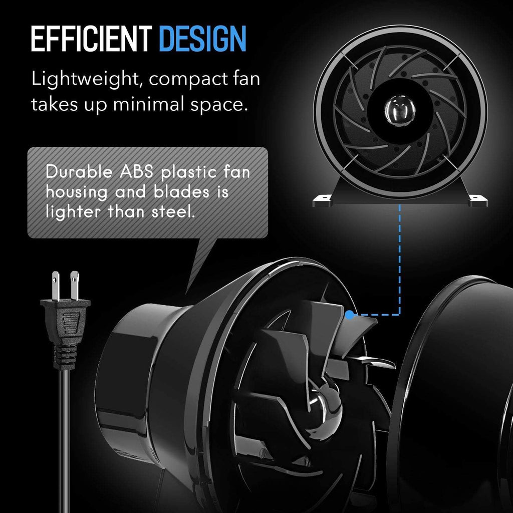 4 Inch 195 CFM Inline Fan Carbon Filter 8 Feet Ducting Combo with Variable Speed Controller N521