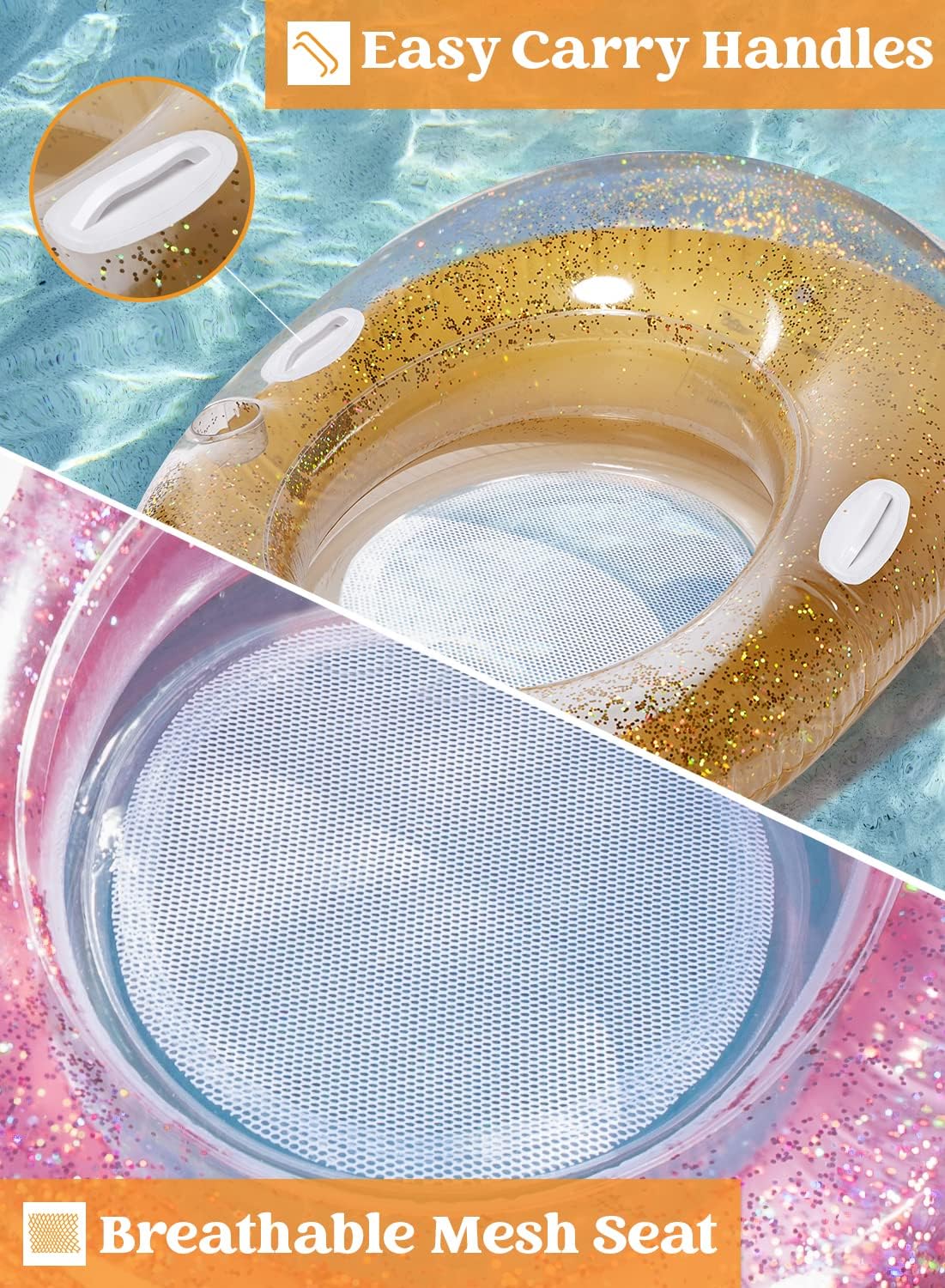 2 Packs Inflatable Pool Float Chair with Cup Holders G751255