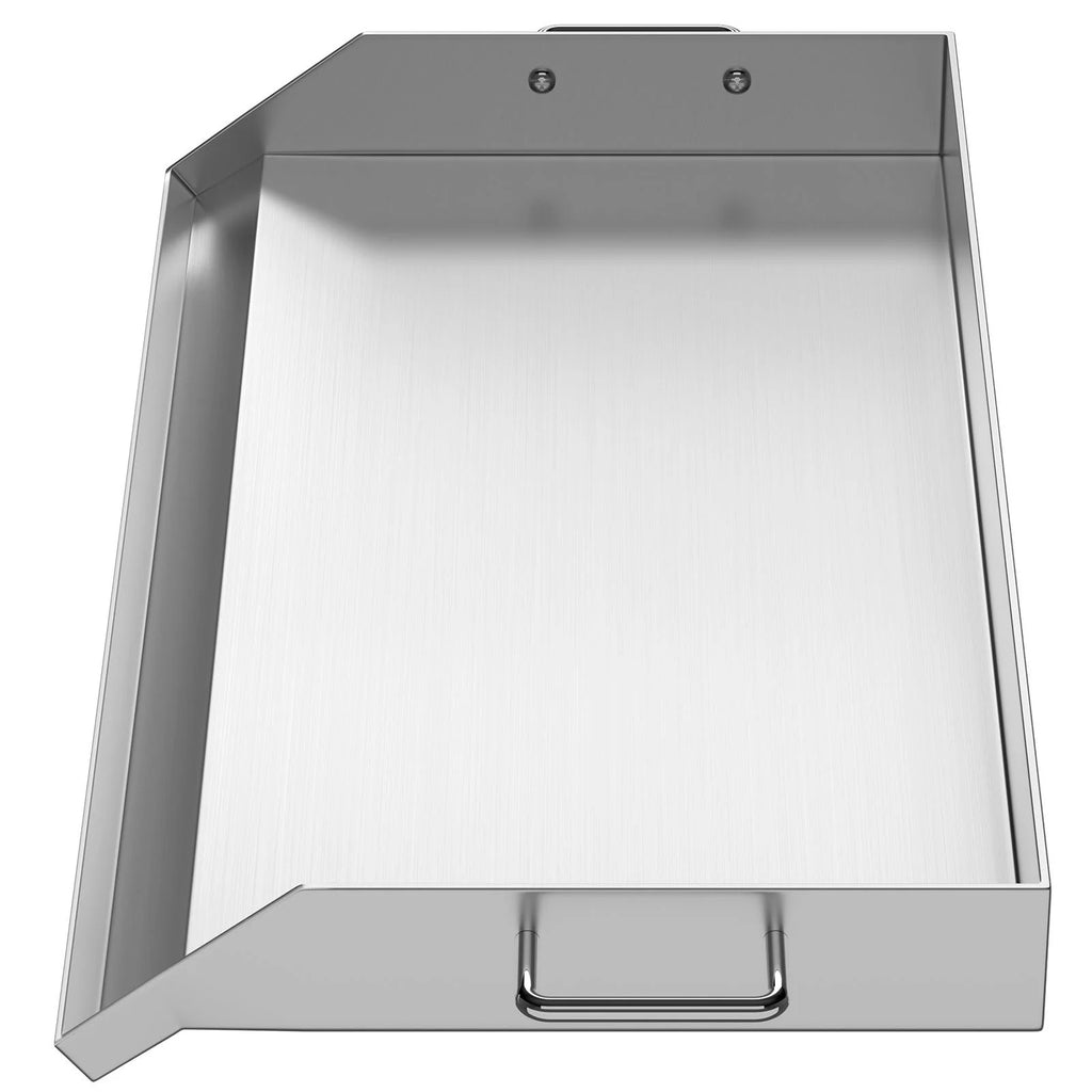 Stainless Steel Griddle Flat Top BBQ Plate with Handles and Grease Groove N20878