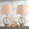 Set of 2 Rope and Clear Glass Table Lamps V567655