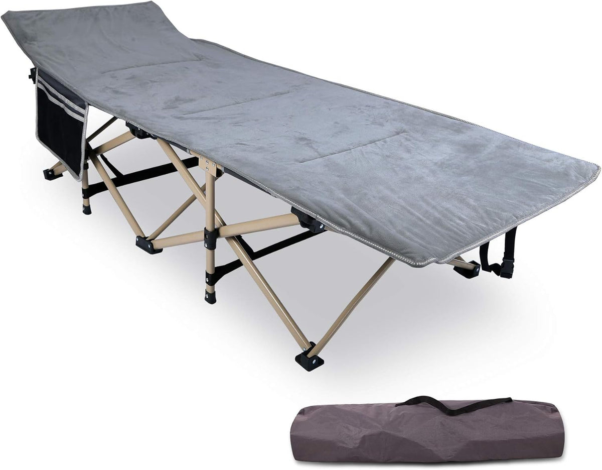 Blue Folding Camping Cot with Pad and Carry Bag T614