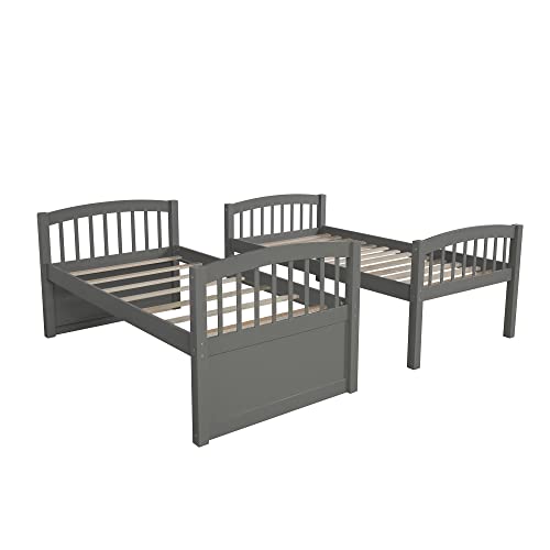 Twin Over Twin Solid Wood Bunk Bed with Storage Drawers and Trundle (Espresso) A65918