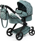 Stars Green & White Doll Pram with Handbag G4910
