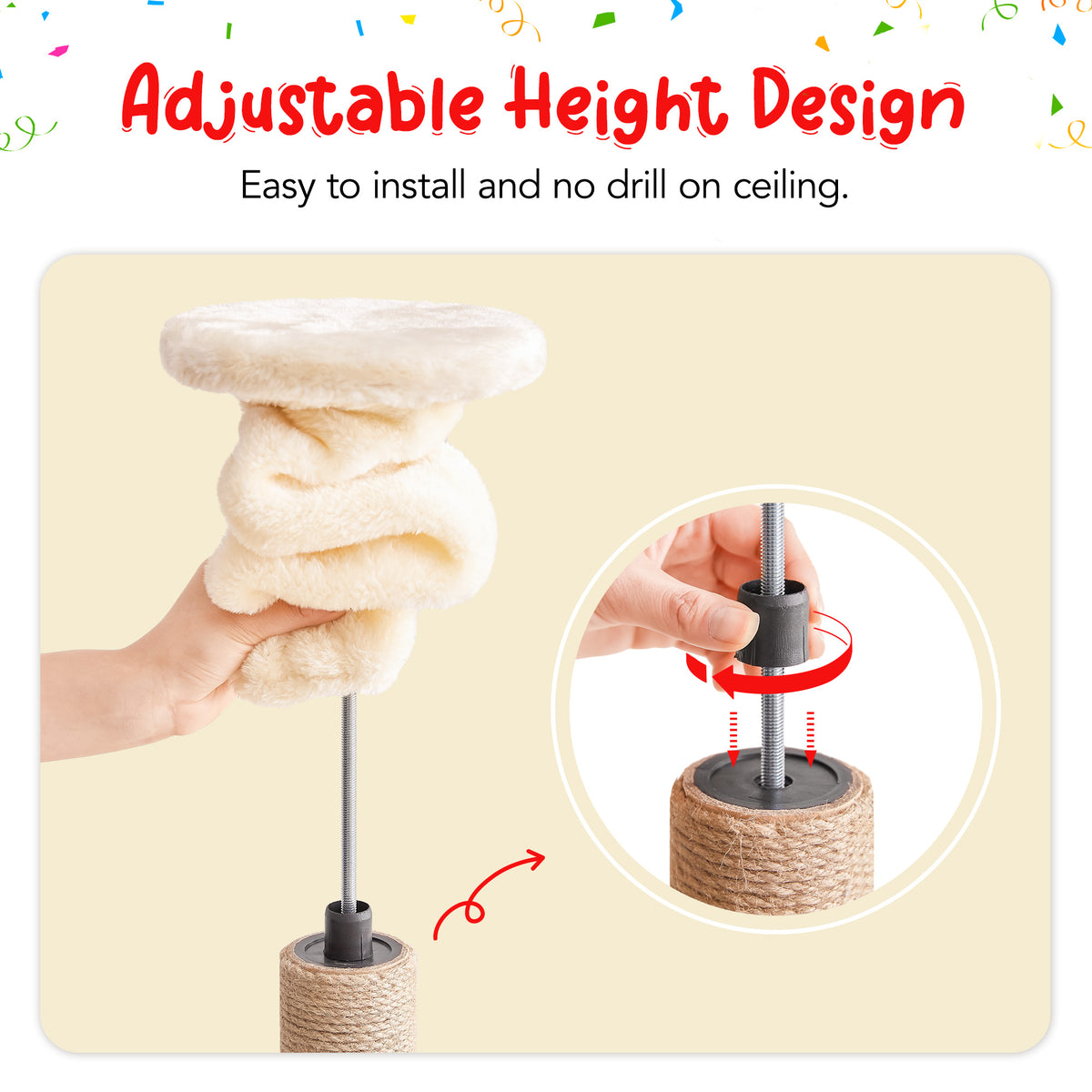 Beige Adjustable Height Cat Tree with Hammock Y16216