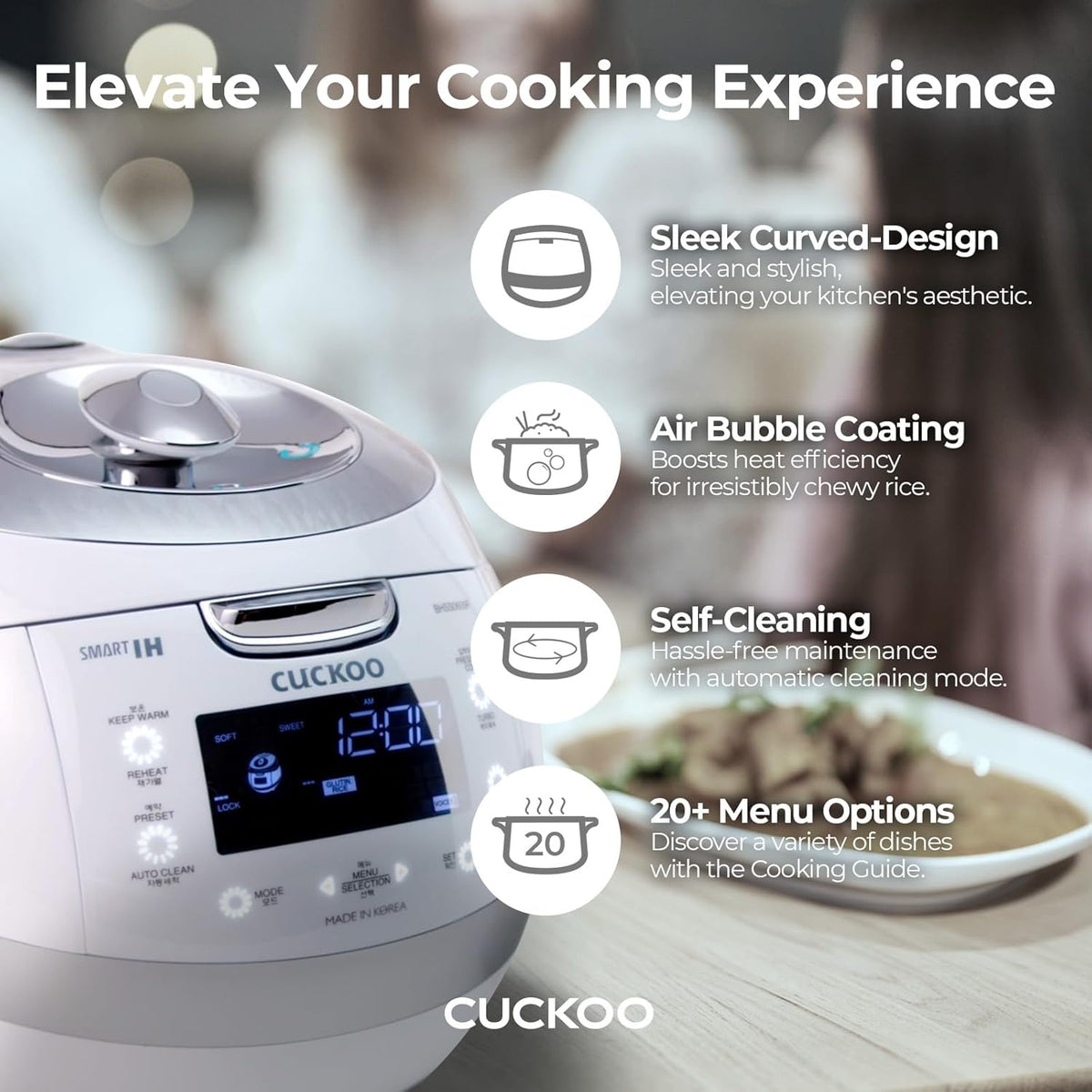 6-Cup Induction Heating Pressure Rice Cooker, Stainless Steel Inner Pot, White P28809