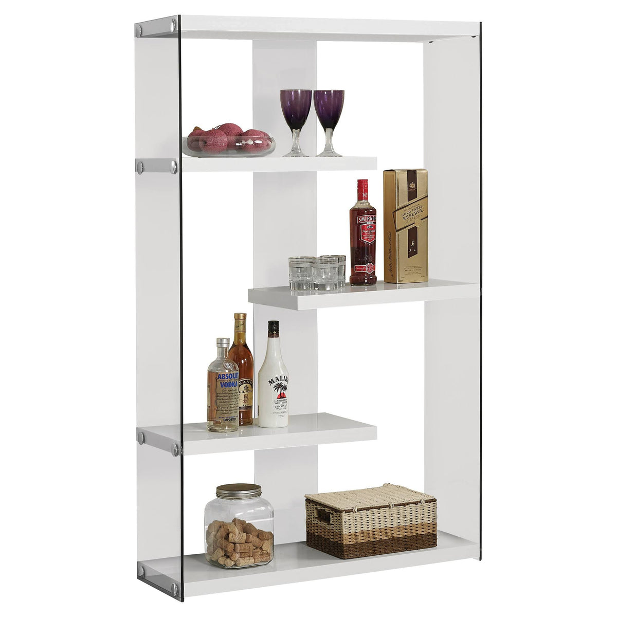 Tempered Glass Bookcase Glossy White S454972