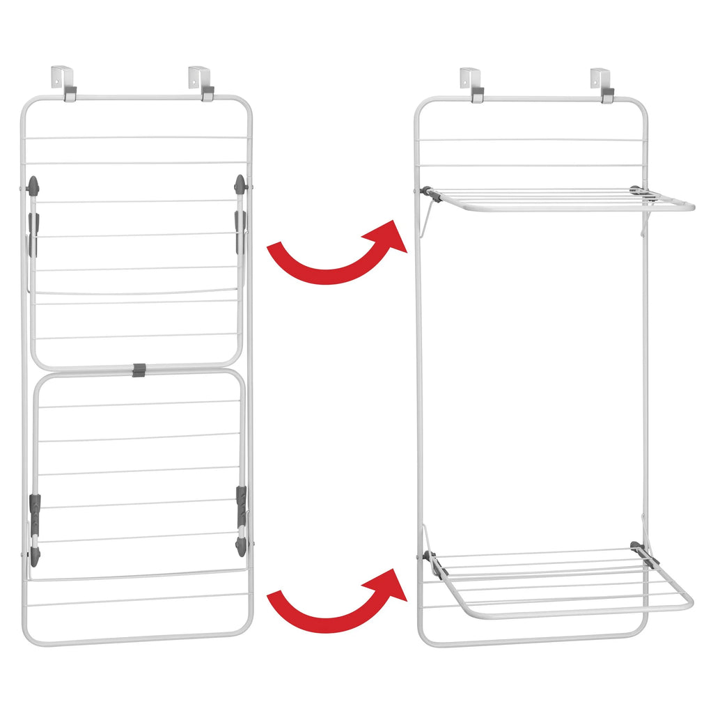 White/Gray Steel Over the Door Laundry Drying Rack T220