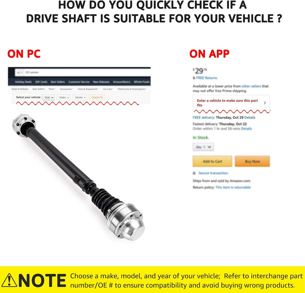 Front Drive Shaft Assembly Compatible with V6 3.7L 2002-2007 Jeep Liberty 4x4 O7578
