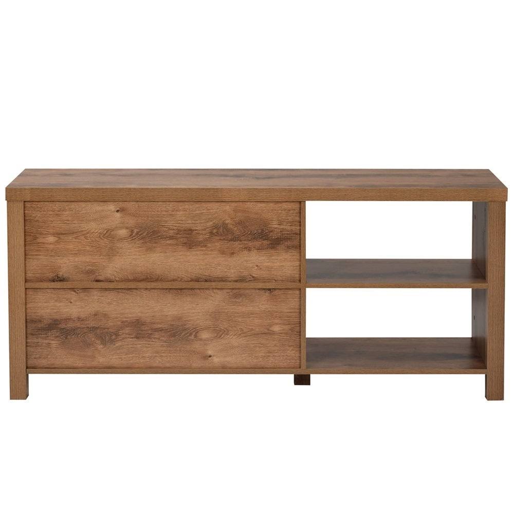 Grey TV Stand with Barn Door 2 Open Compartments J45878