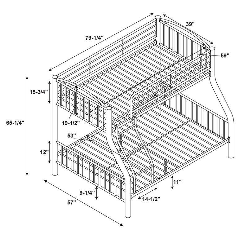 Twin Over Full Pewter Bed Z1057