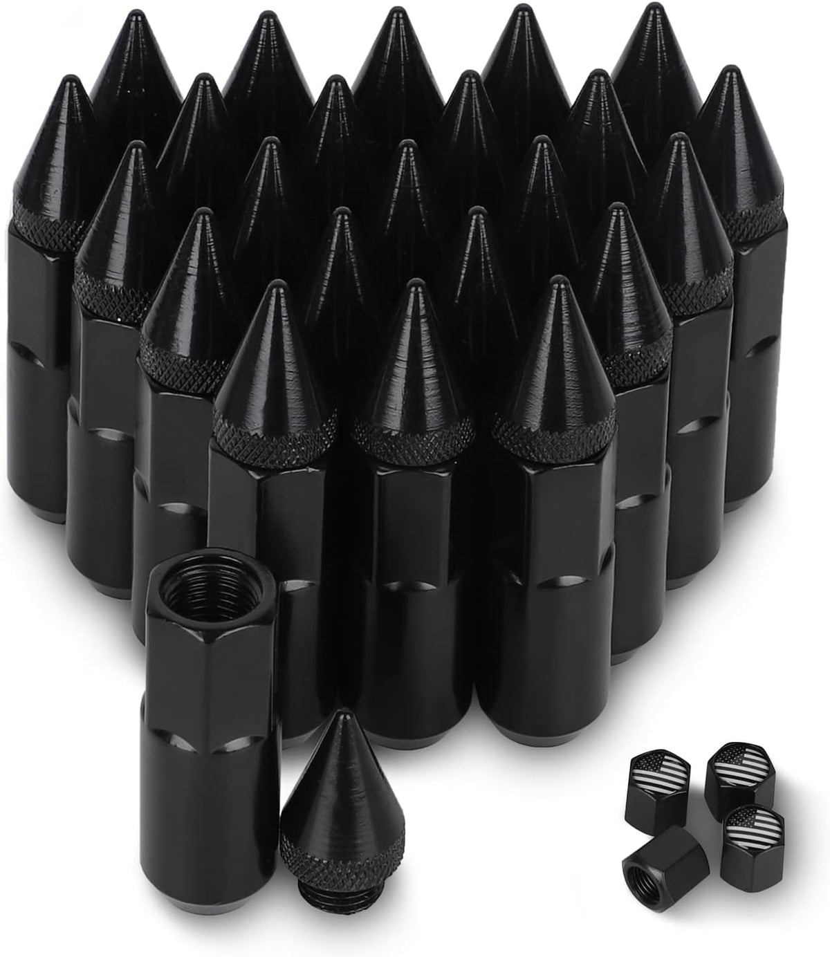 Silver Steel Spiked Lug Nuts, 24 PCS Wheel Accessories O223