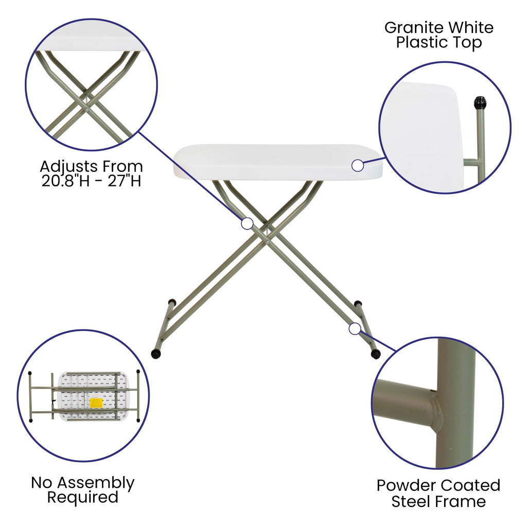 26 Inch Granite White Plastic Folding Table M186