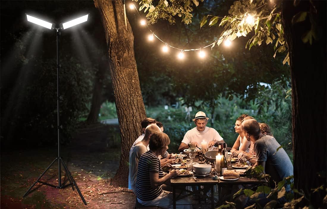 11200 Lumen Dual-Head Portable Tripod LED Work Light with Handbag F444083