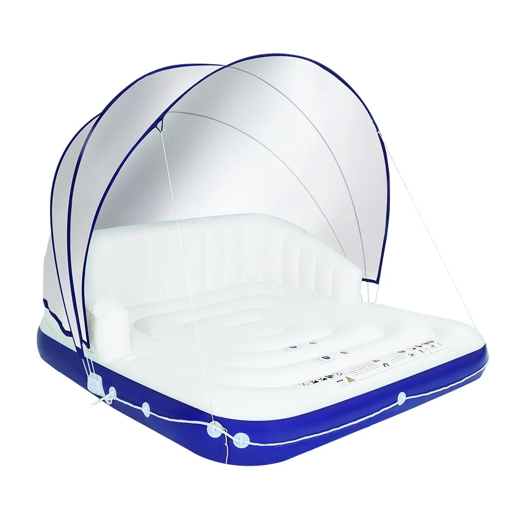 Inflatable Pool Float 2-3 Person with Canopy and Cup Holder B619