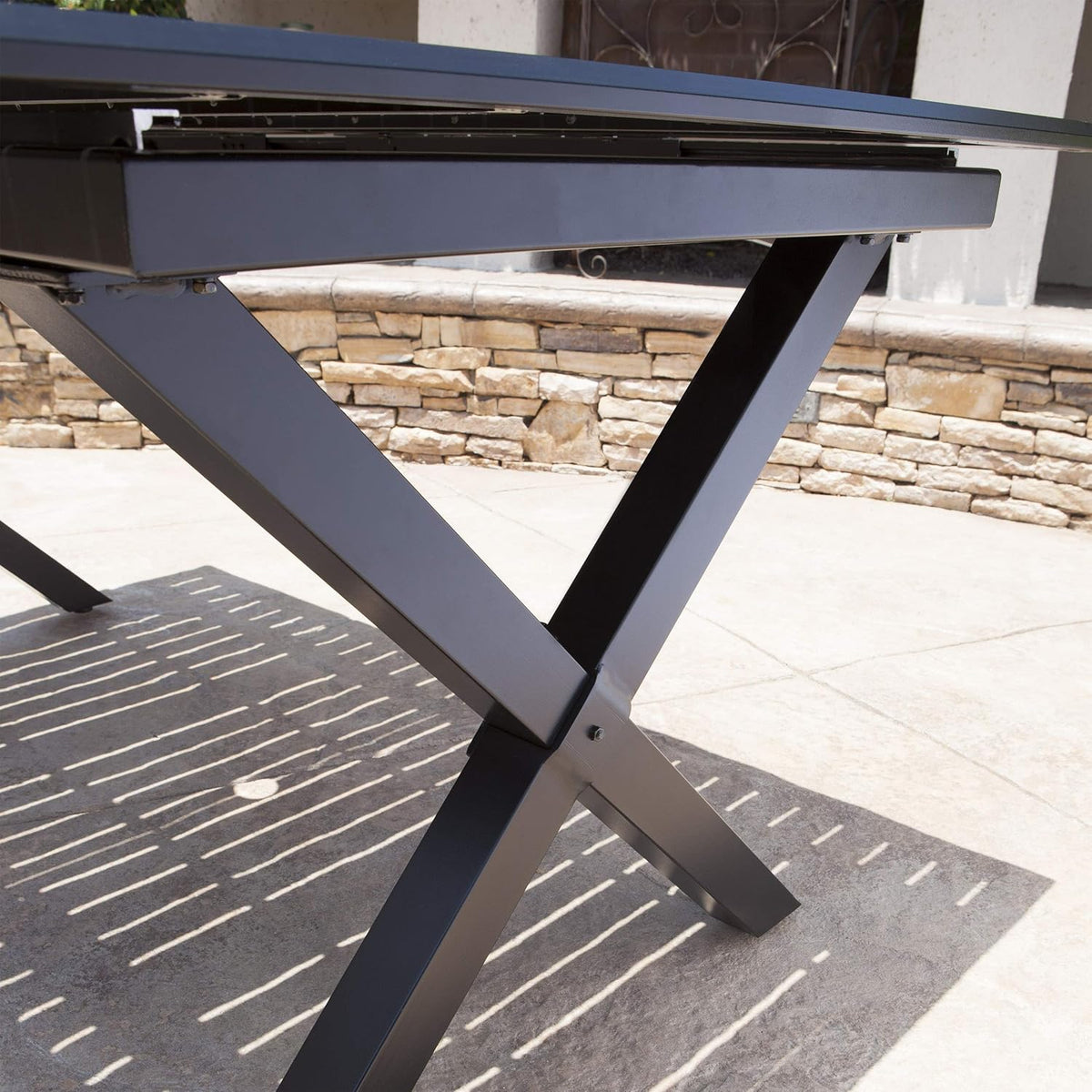 Black Cast Aluminum Rectangular Dining Table V394105