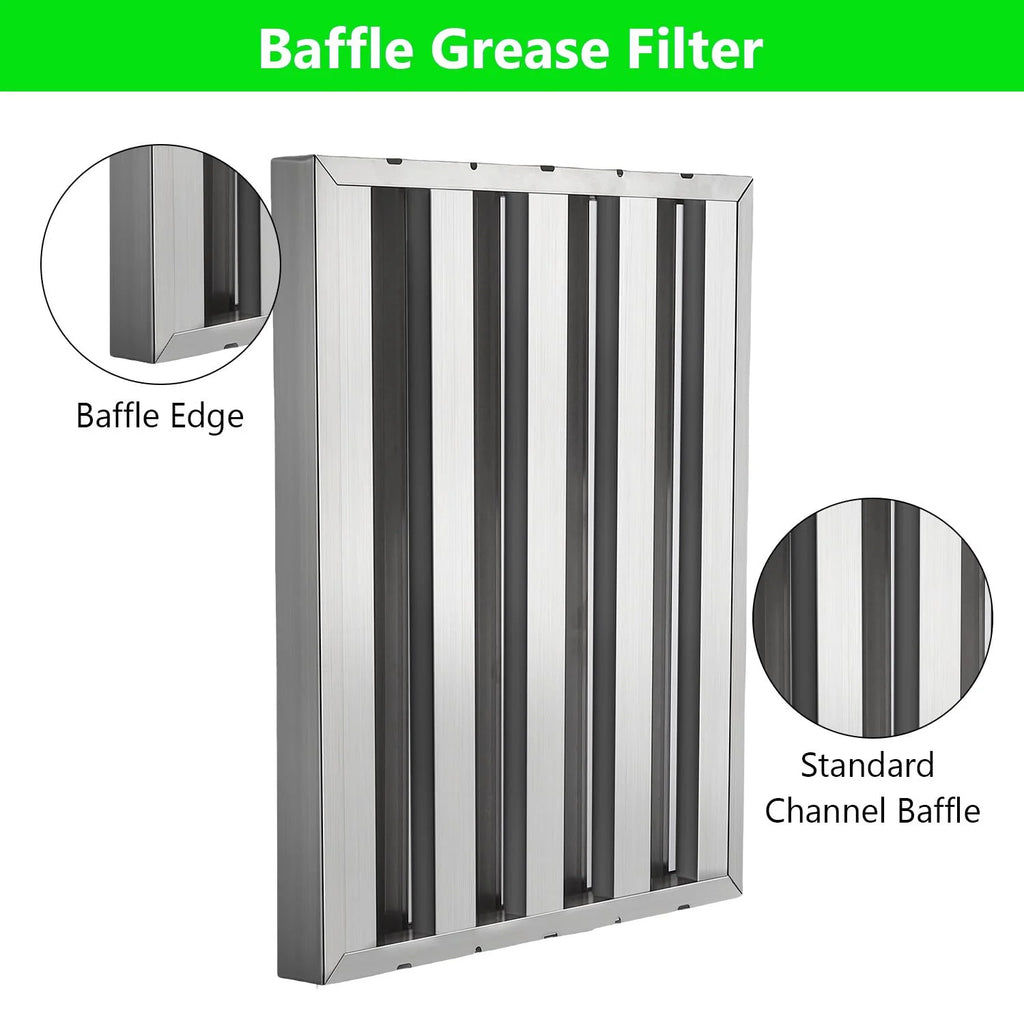 Commercial Hood Filters 19.5W x 24.5H Inch, 430 Stainless Steel, Pack of 6 I59264