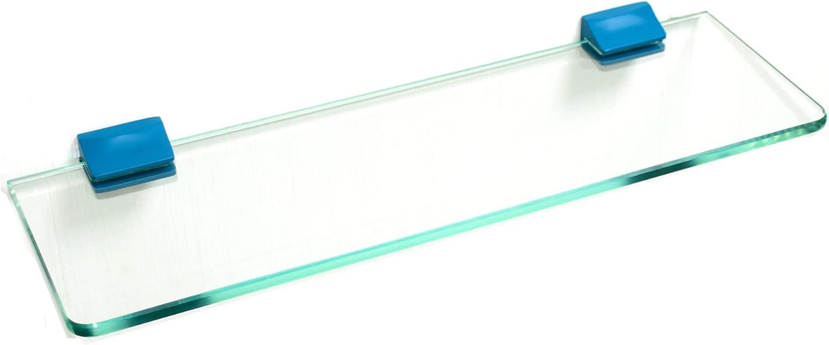 16 inches Glass Wall Shelf with Peacock Blue Brackets D38584