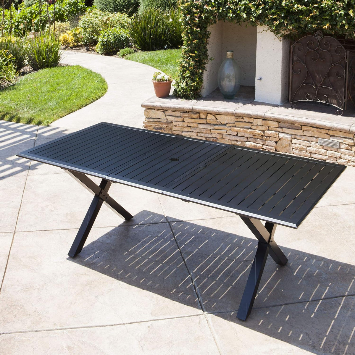 Black Cast Aluminum Rectangular Dining Table V394105