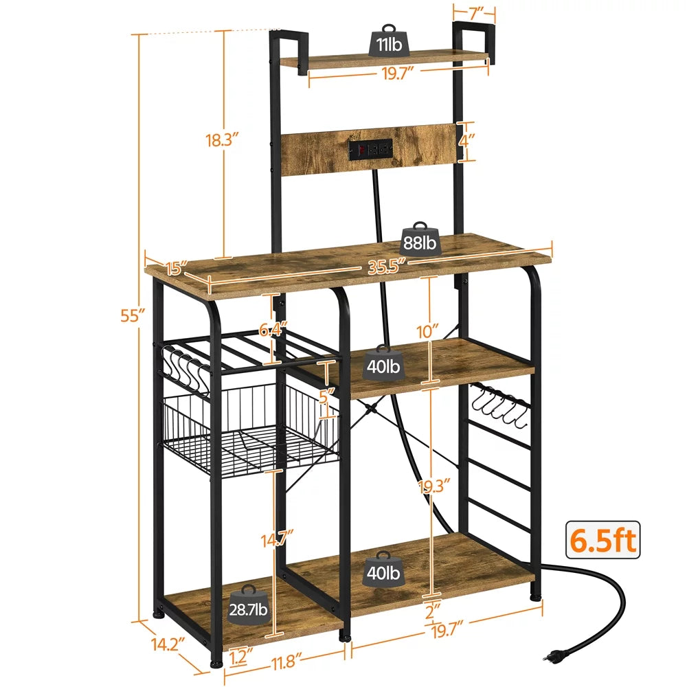 4-Tier Kitchen Baker's Rack with Power Outlet Y605