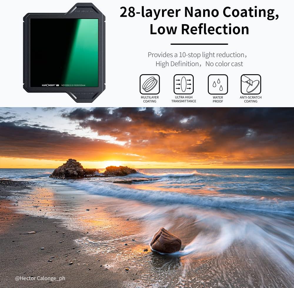 Square Filter Holder System Kit with 95mm Circular Polarizer, Square GND8 Filter, ND1000, and 4 Filter Adapter Rings S1725