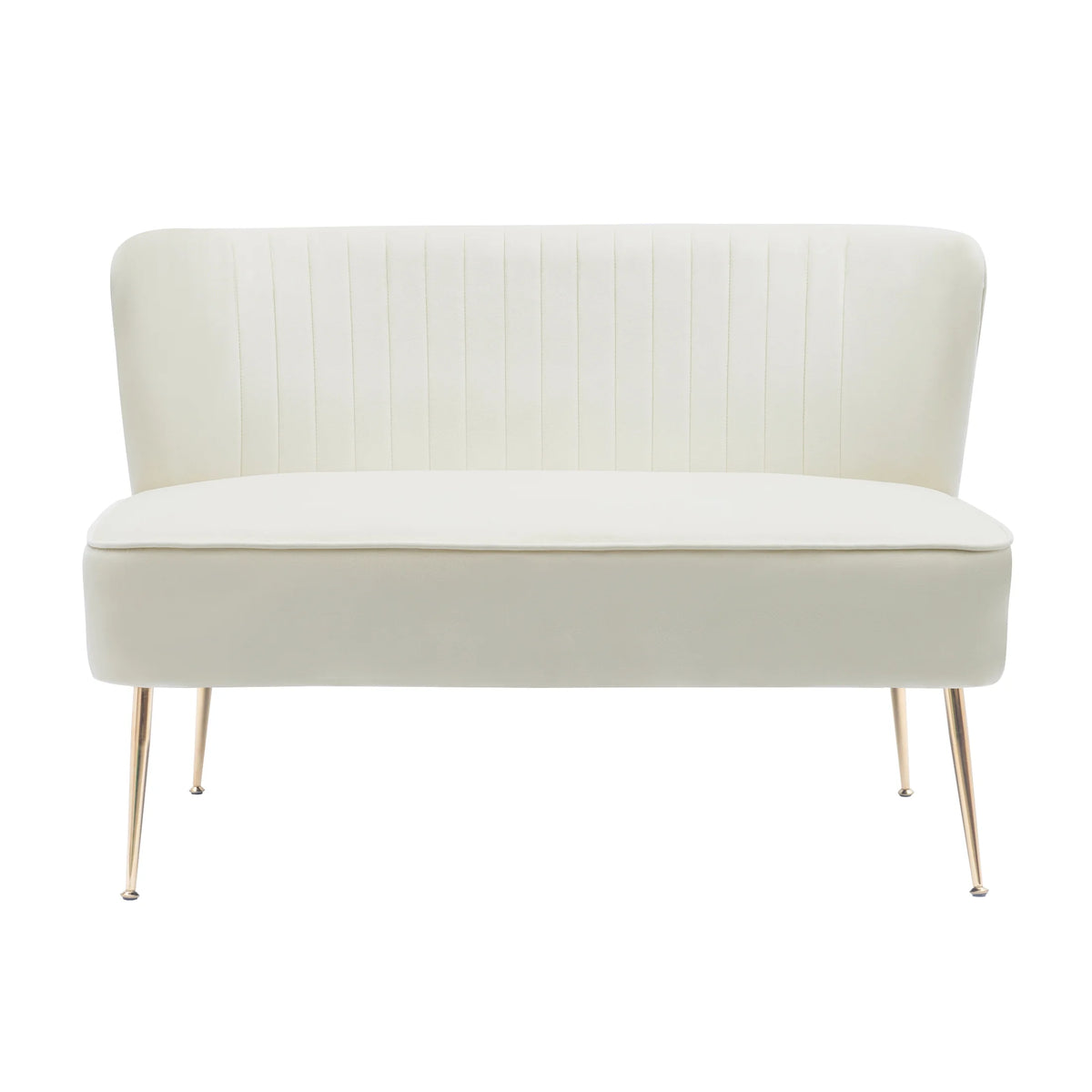 46" Wide Ivory Velvet Upholstered Love Seat Sofa Q2020