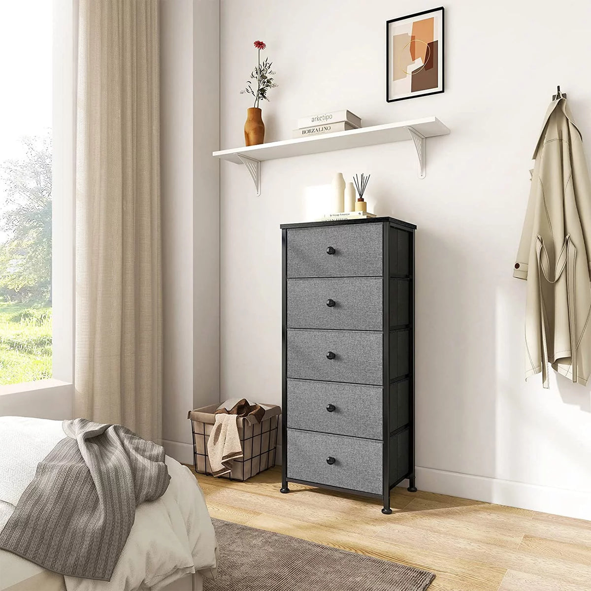 5 Drawer Narrow Tower Dresser with MDF Top E82178