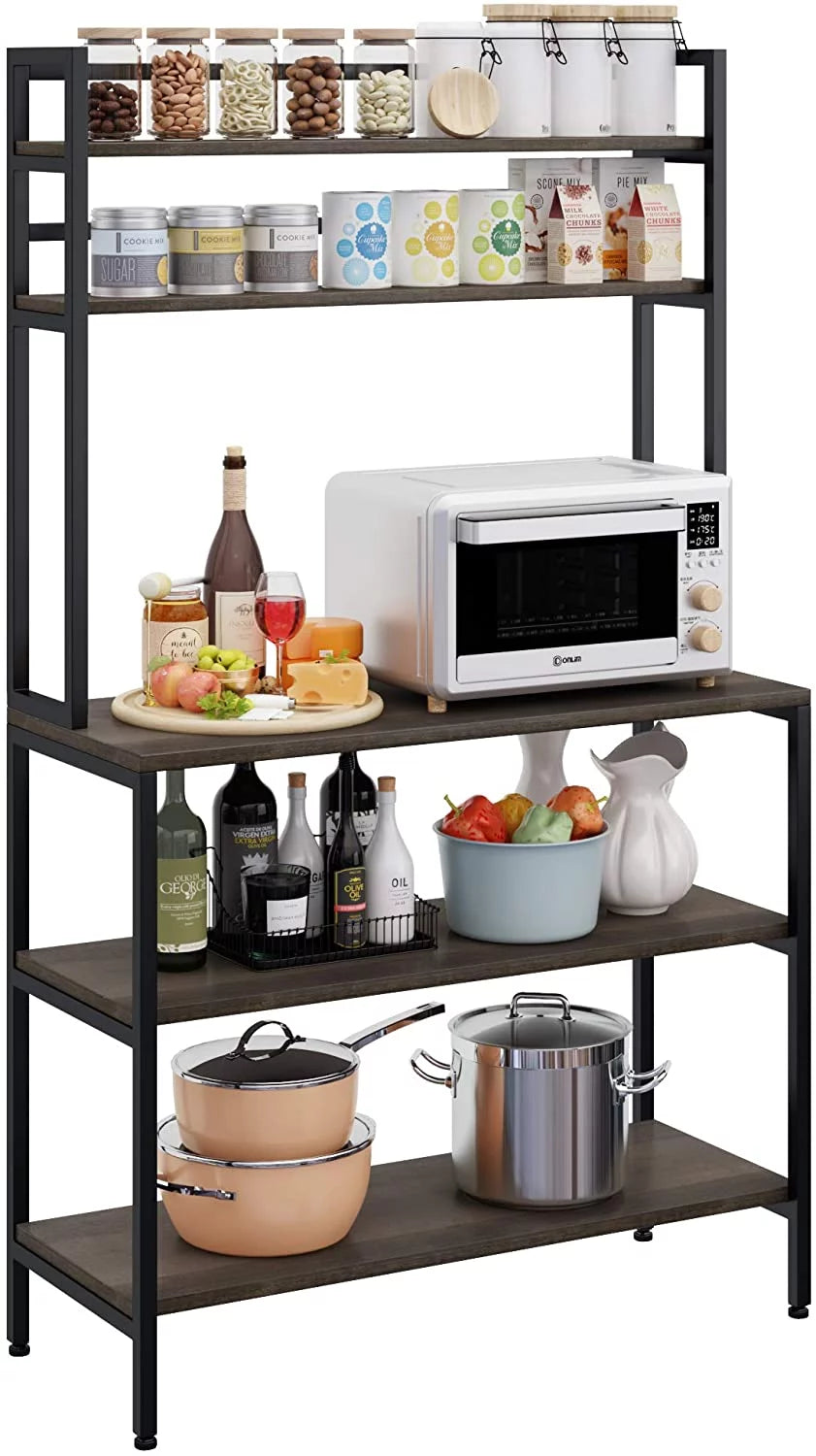 5 Tier Kitchen Microwave Oven Stand with Hutch O238