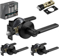 [3 Pack] Matte Black Privacy Door Lever with Removable Latch Plate, All Metal Round Handle K6592