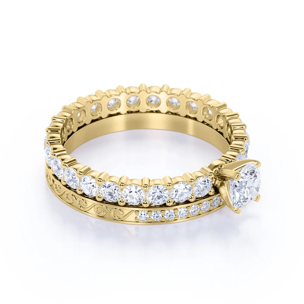 18K Yellow Gold over Silver Moissanite Eternity Band Ring K13656