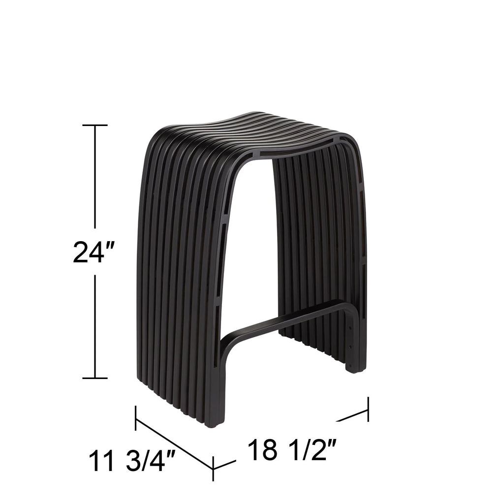 Bamboo Bar Stool Black 24" High with Footrest Z2085