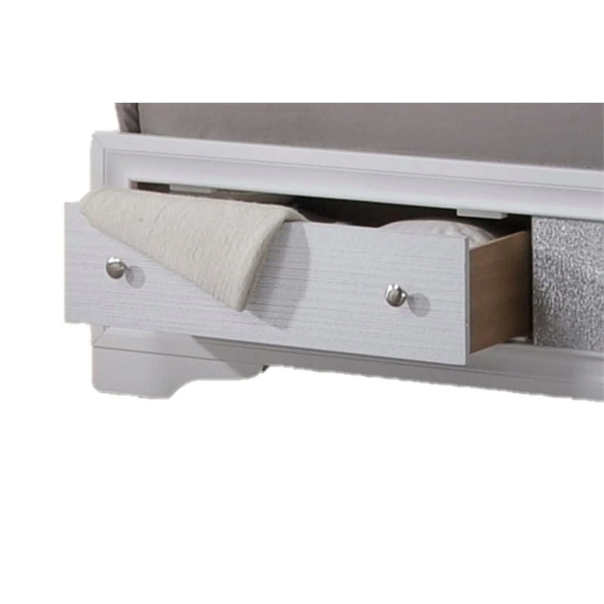 King Size White Wood Storage Bed J2313