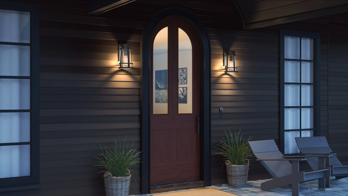 Natural Black Outdoor Wall Sconce with Clear Seeded Glass R6362