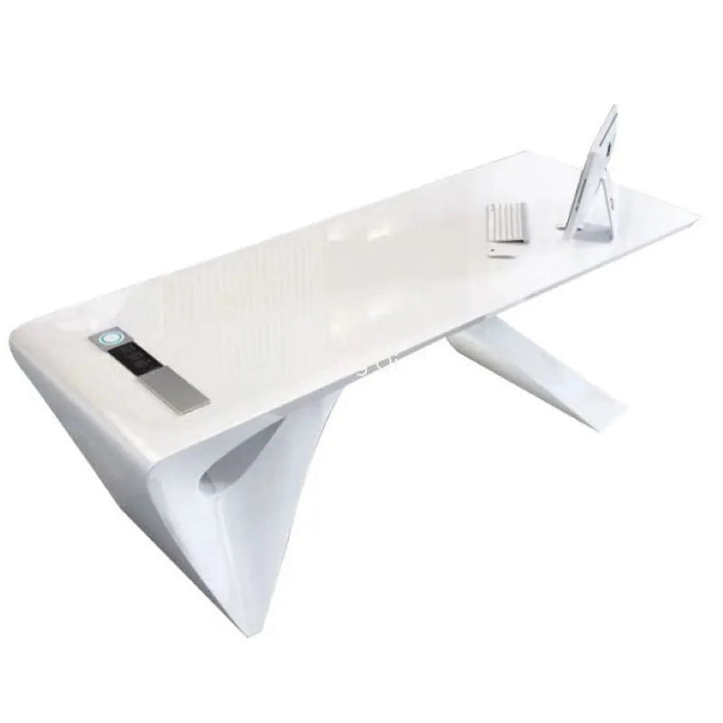 White Office Desk with Filing Cabinets Q8450