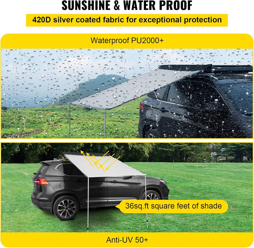 Grey 6'x6' Retractable Vehicle Awning with Carry Bag Q65301