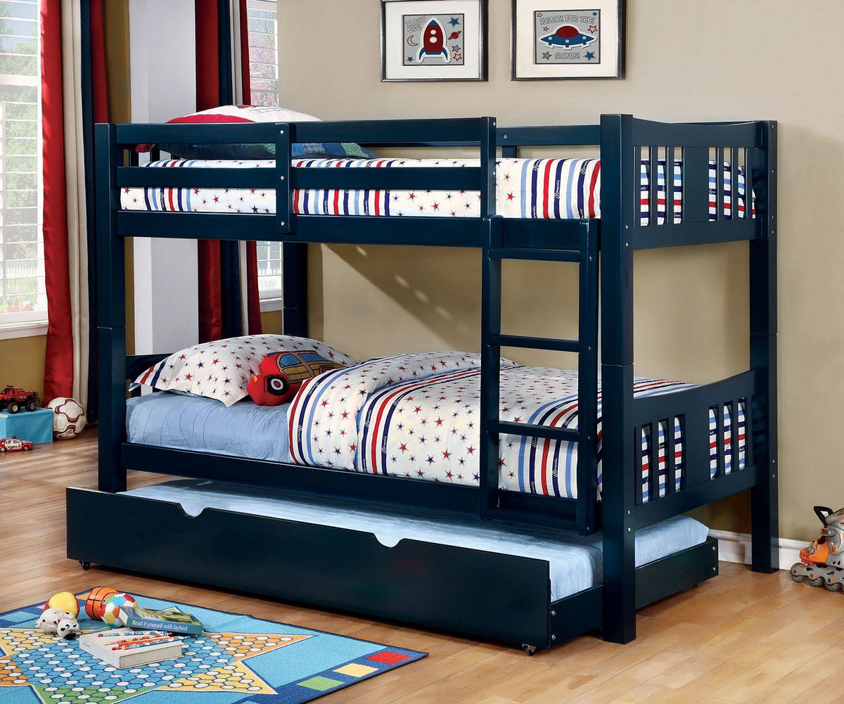 Blue Twin Over Twin Bunk Bed B5534