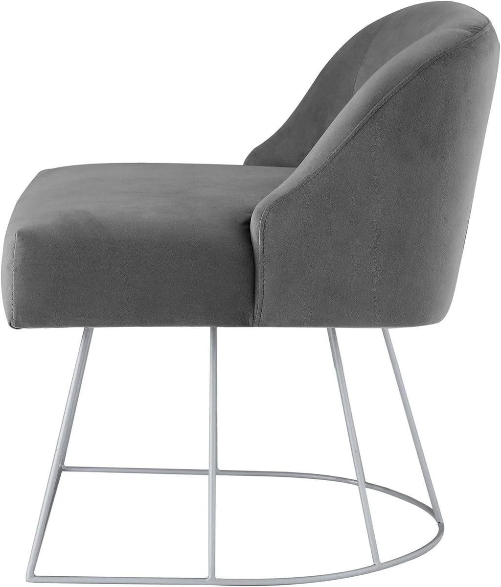 Grey Velvet Vanity Stool C346