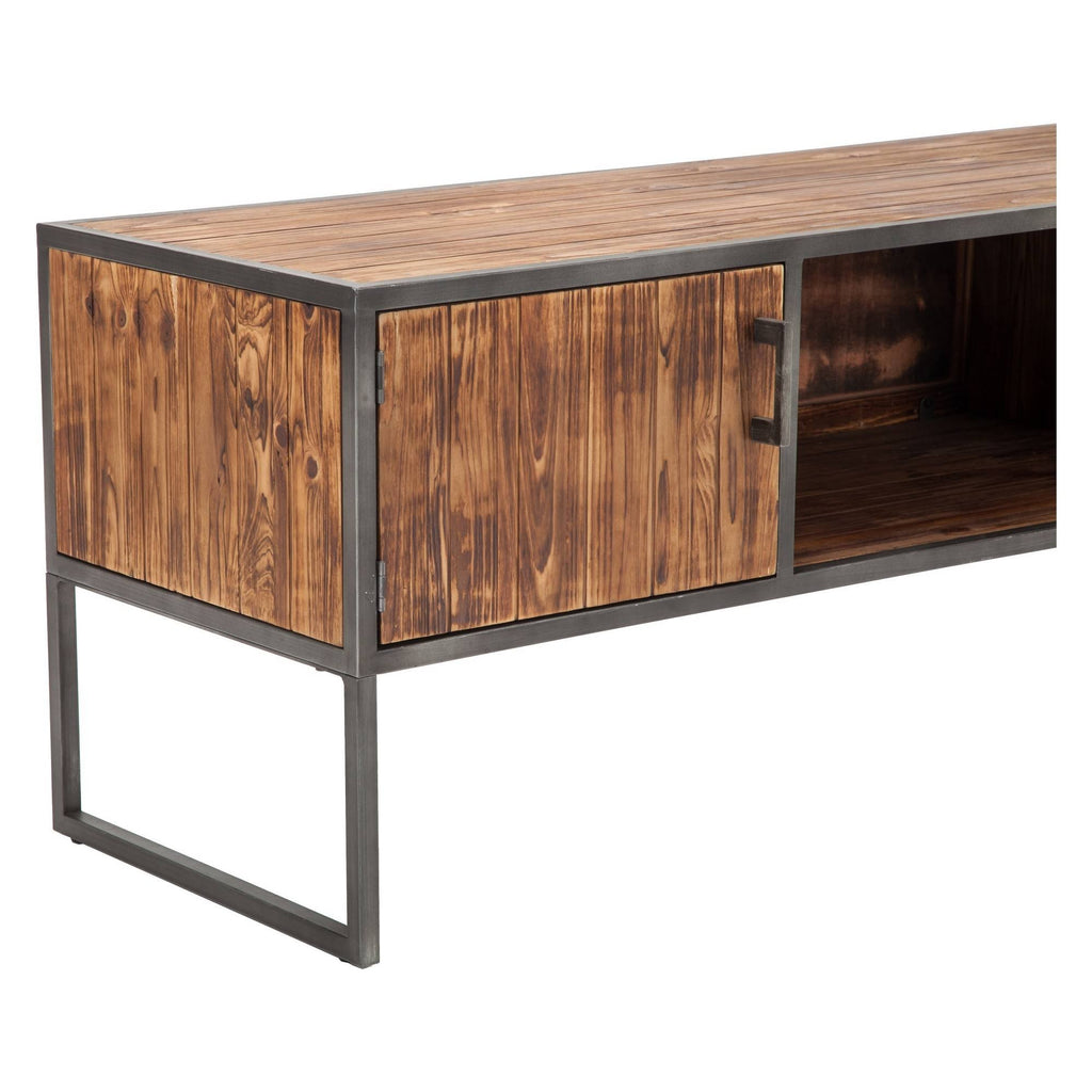 Natural Wood and Metal Media Console L74343