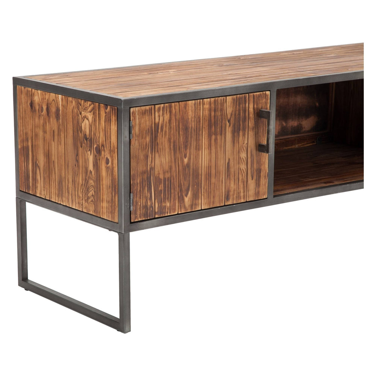 Natural Wood and Metal Media Console L74343