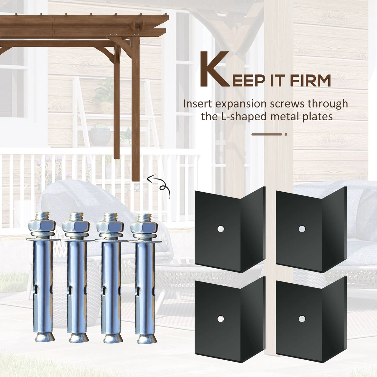 12' x 10' Wooden Pergola Outdoor Gazebo U61437