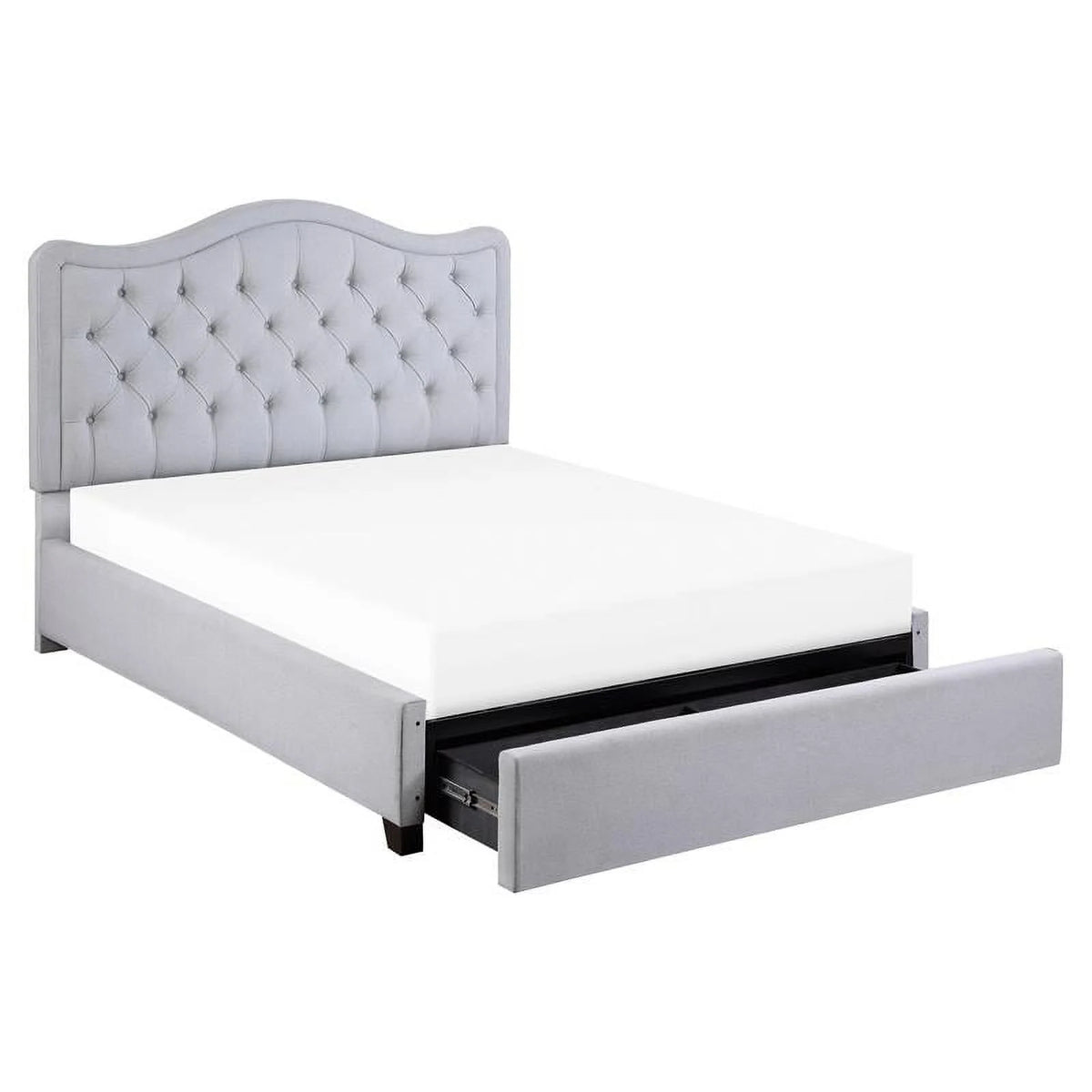Gray Fabric Eastern King Platform Bed with Storage Drawer U1792
