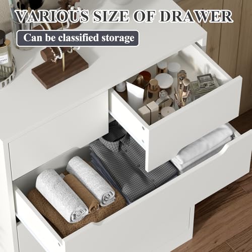 White 6 Drawer Wood Dresser V9709