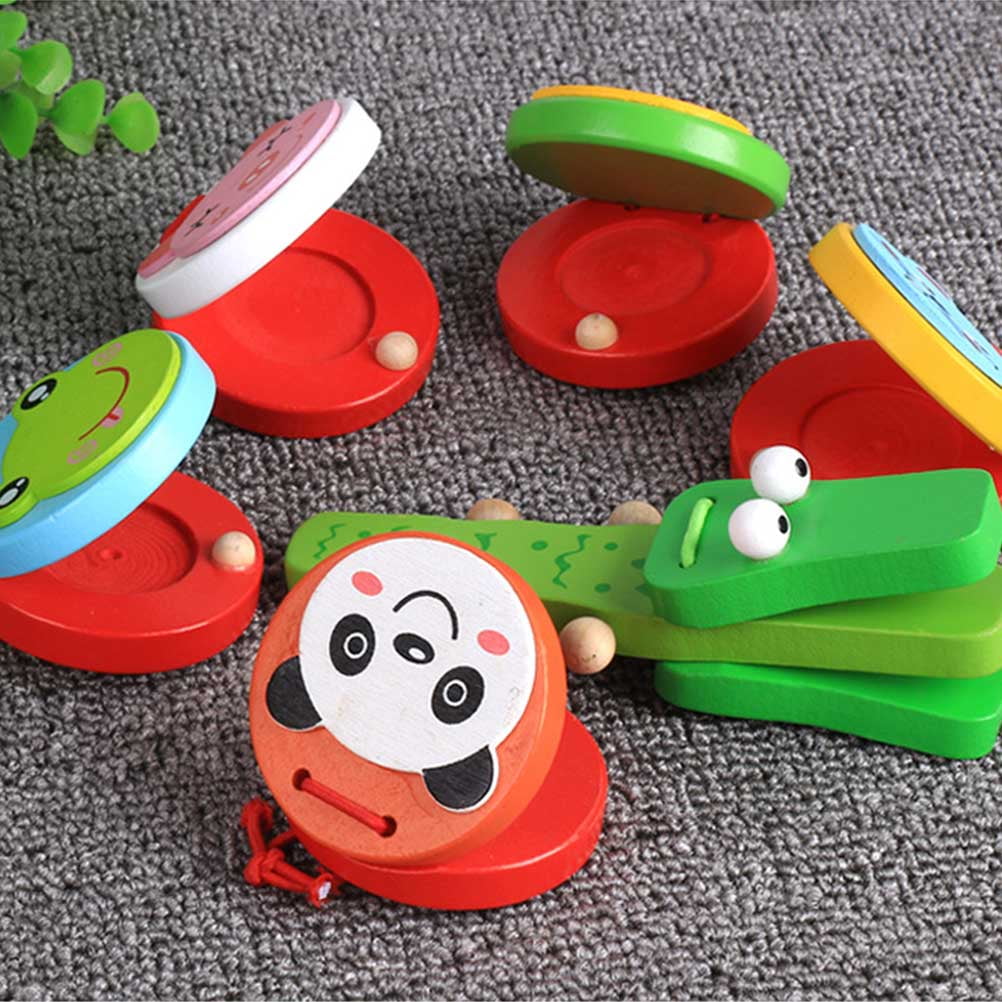 2 Pcs Kids Wooden Crocodile Castanets Clacker Toys Musical Instrument Bamboo M669