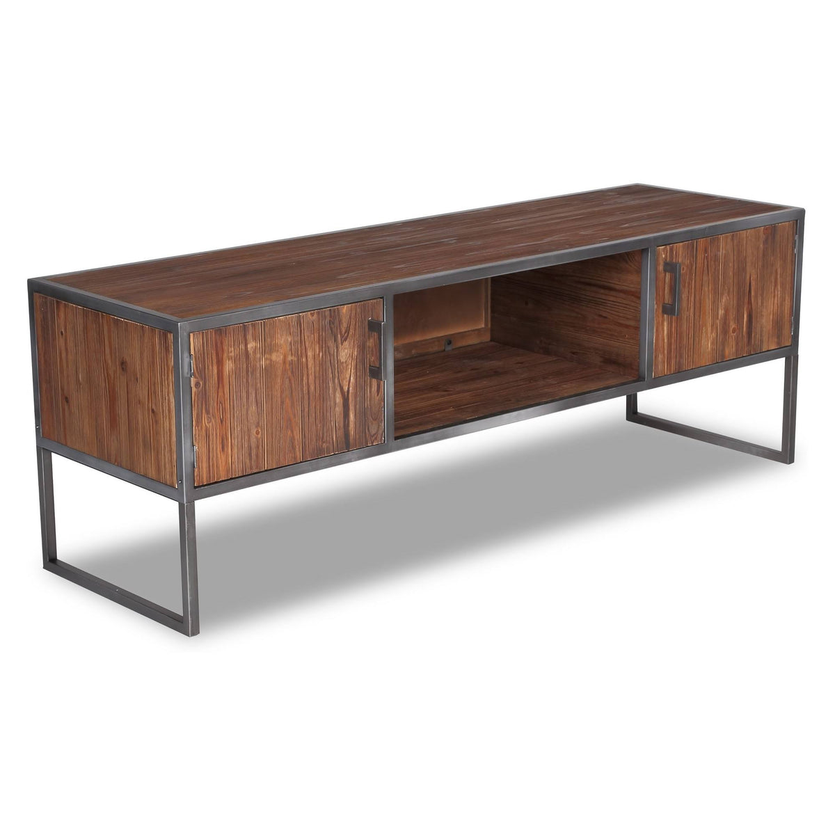 Natural Wood and Metal Media Console L74343
