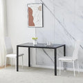 Grey Tempered Glass Dining Table Set with 2 White Faux Leather Chairs H67282