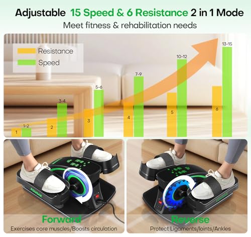 Under Desk Elliptical Leg Exerciser with Touch Screen and Remote Control A786