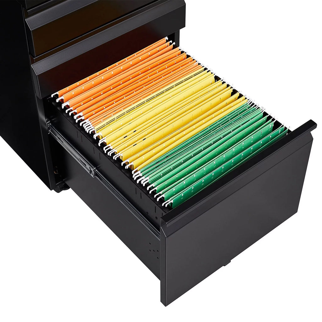 3 Drawer Black Metal File Cabinet with Lock P96022
