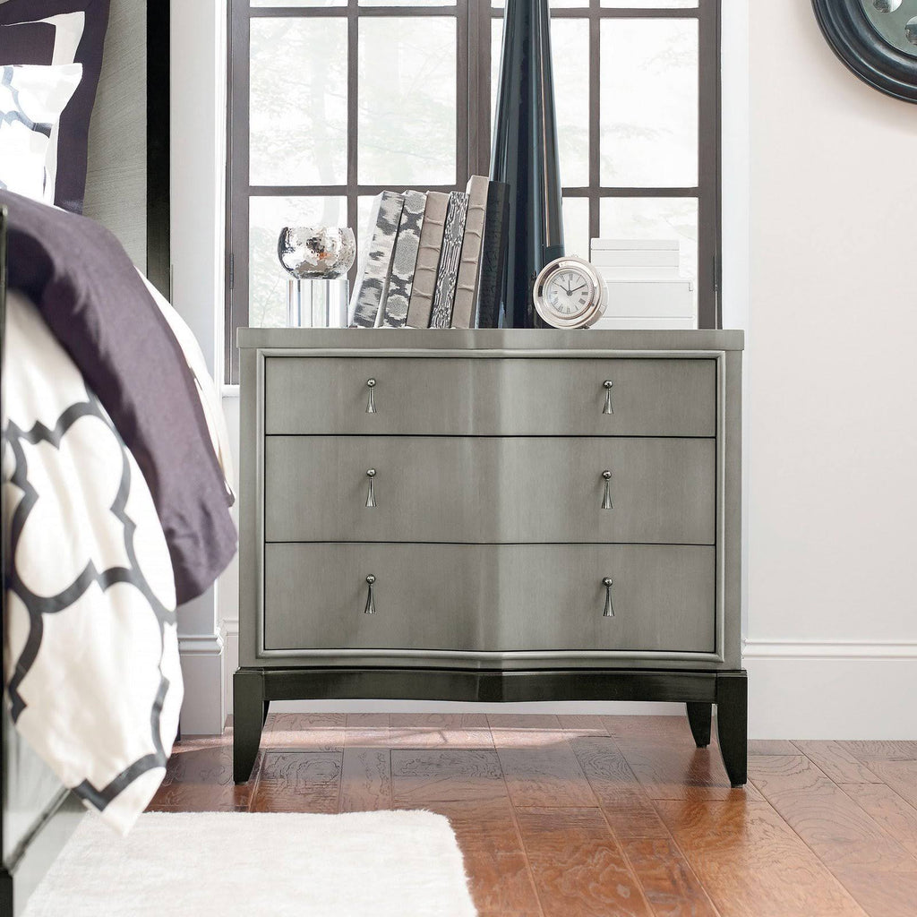 3 Drawer Night Stand in Platinum & Black Tie Wood V5381