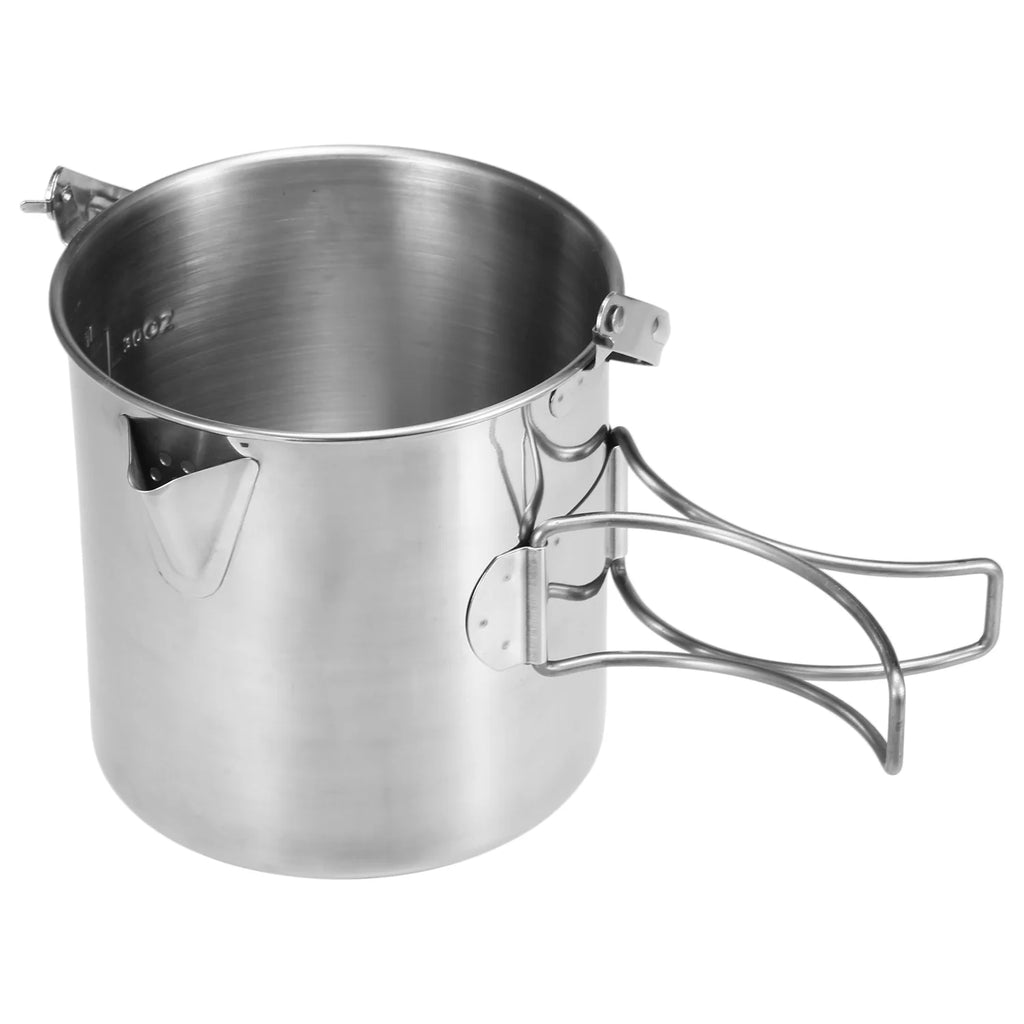 Stainless Steel Camping Pot with Foldable Handle, 1L Capacity K7951