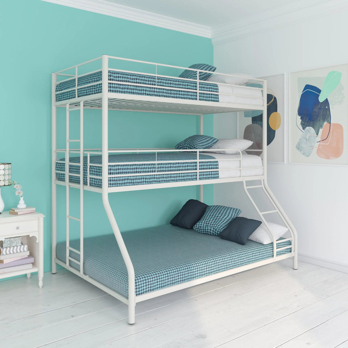 Off White Triple Bunk Bed C1178